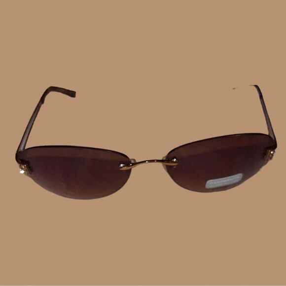 New! Liz Claiborne brown tinted wire frame sunglasses - Picture 5 of 11